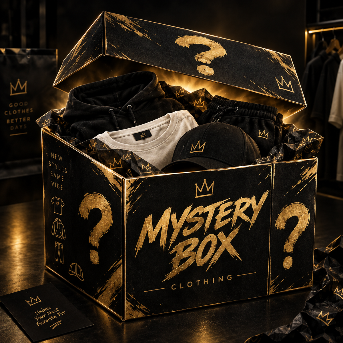 MYSTERY BOX — WHOLESALE CLOTHING STOCK 9-12 itemsGradeA-B-C
